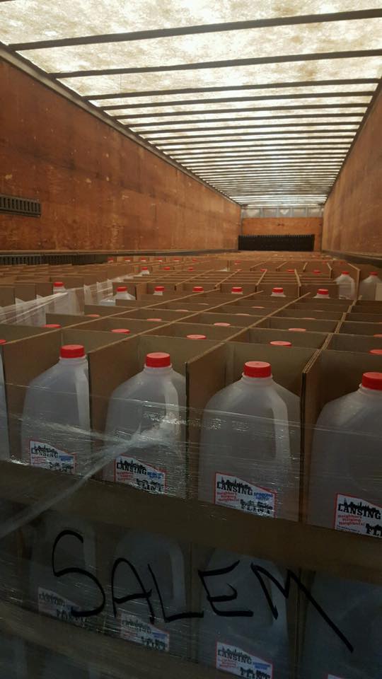 These are pictures of the semi-truckload of water Faith Lutheran Church in Okemos had delivered to Flint, MI today! 22 pallets of water. Blessings to all of the workers at Salem Lutheran Church Elca in Flint, one of the water distribution sites. Thanks to our partners who helped make this happen: The Presbyterian Church of Okemos, Quality Dairy and Dan Henry Distributing!